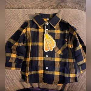Plaid Kids Shirt in Yellow and Black - 2T